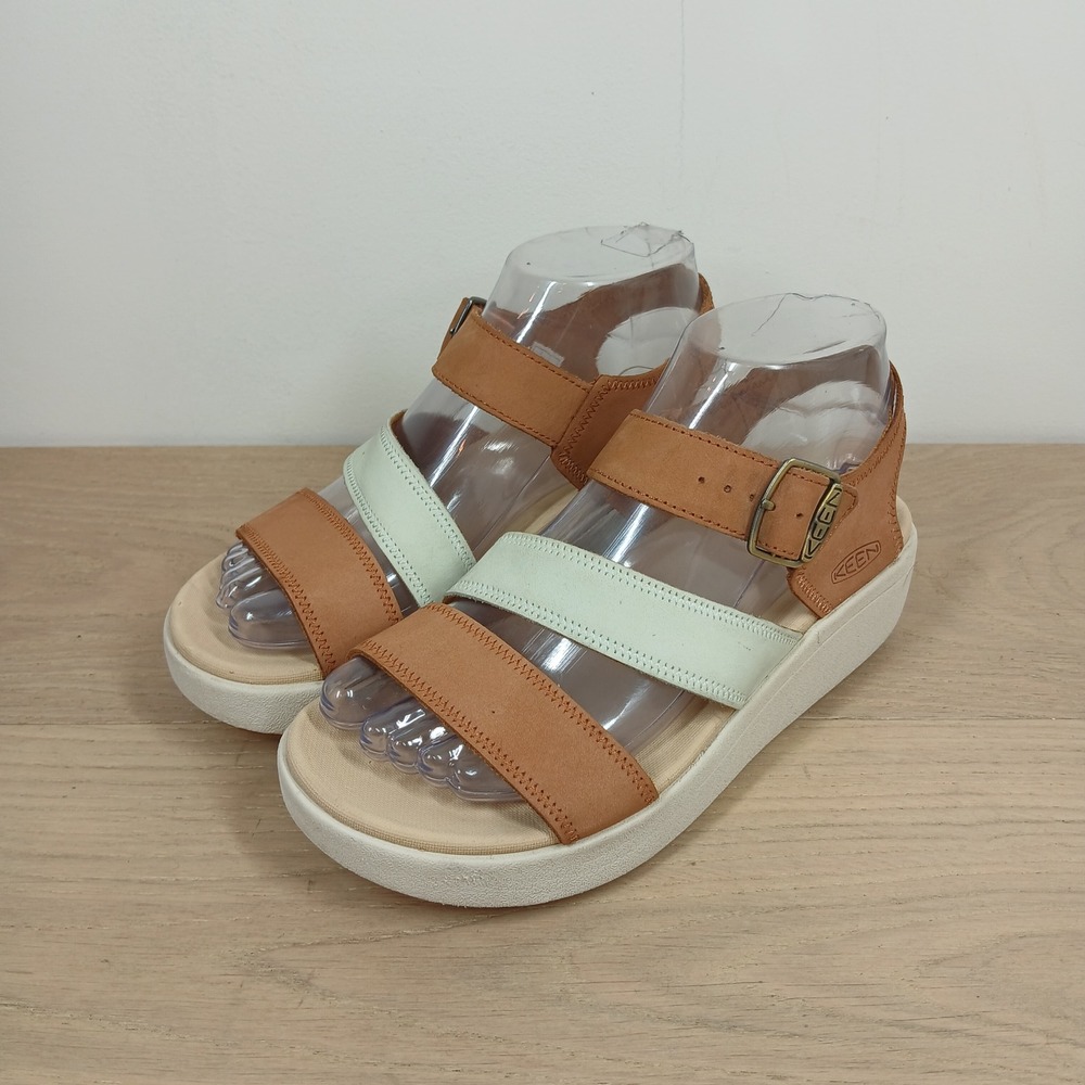 Keen Platform Sandals Women 6.5 Tan Leather Mint Strappy Buckle Comfort Outdoor